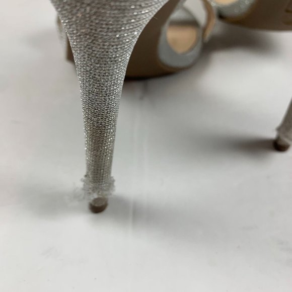 True Religion Braelynn Ankle Wrap Dress Heels 7.5M Jewel Embellished Silver 7963 - Picture 7 of 12